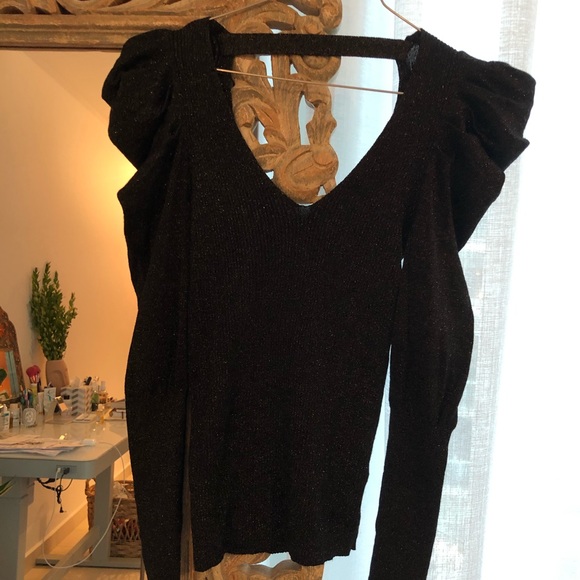 Black shimmer long sleeve sweater top - Picture 1 of 5